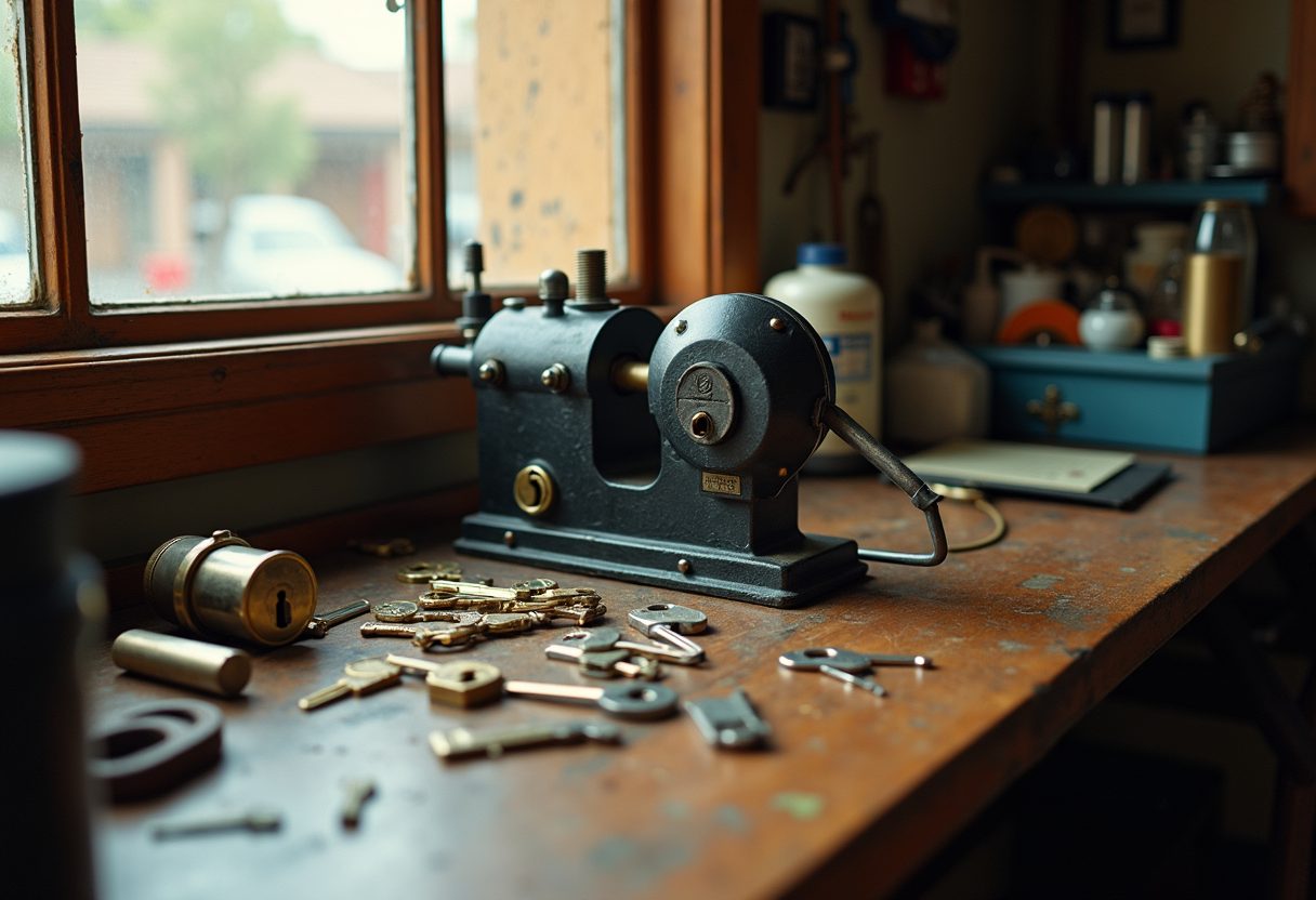 Key-cutting bench with new deadlocks — Gladesville